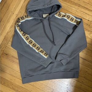 Gucci Tape Detail Popover Hoodie 'Smoke Grey'